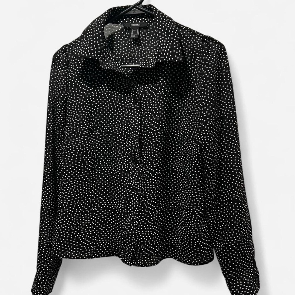 Forever 21 Black and White Polka Dot Button Down Shirt